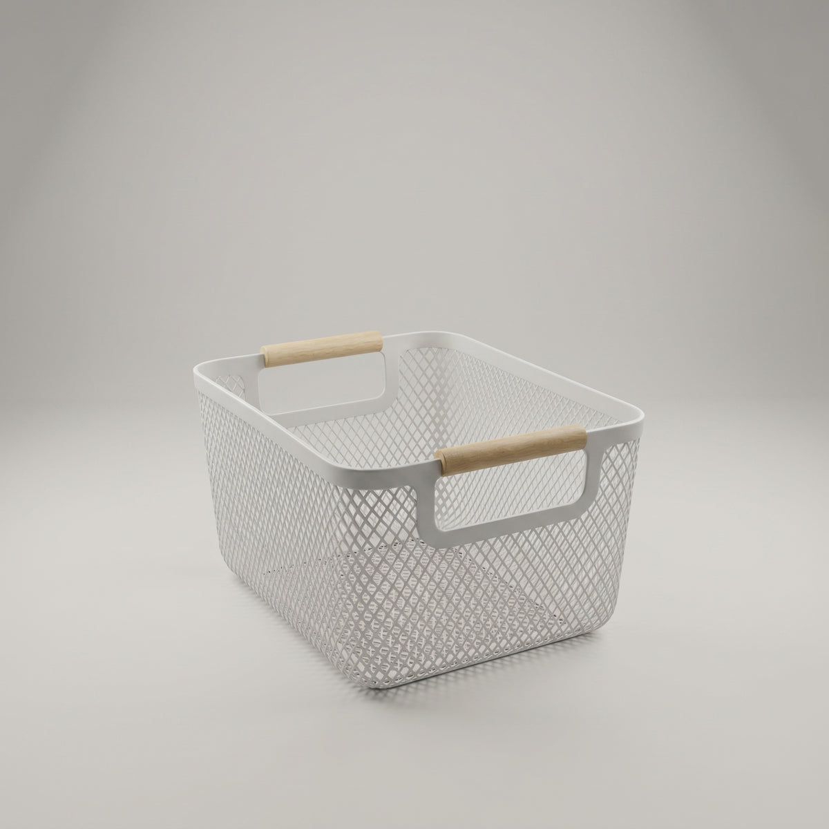 Grey Multipurpose Storage Basket with Wooden Handle by Zodiya
