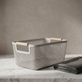 Grey Multipurpose Storage Basket with Wooden Handle by Zodiya