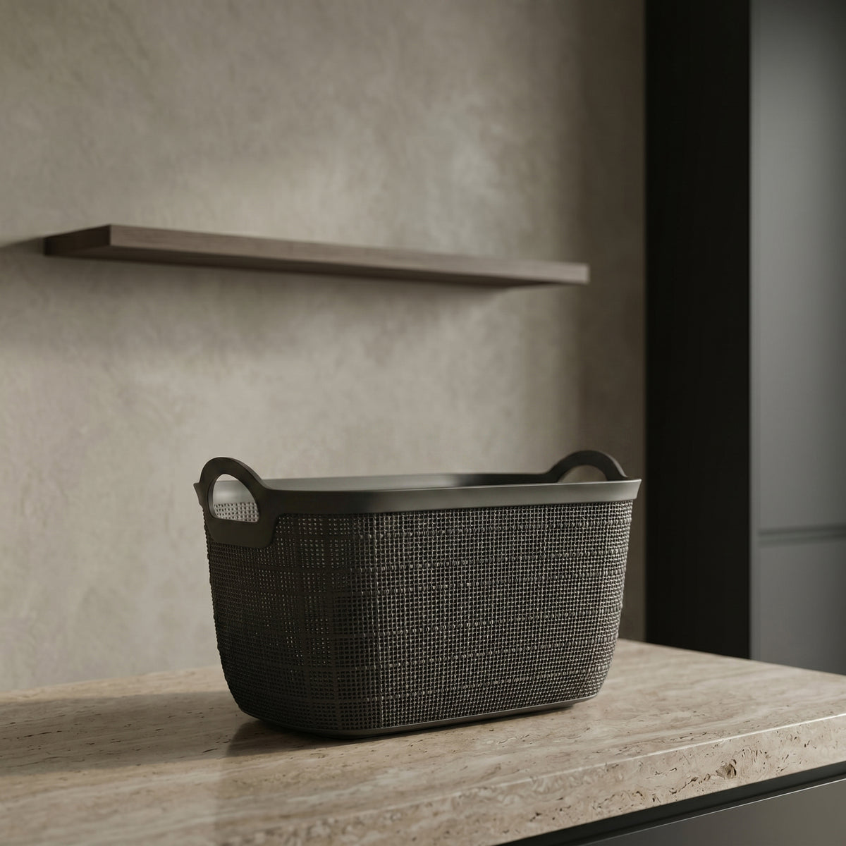 Black Plastic Multipurpose Storage Basket by Zodiya