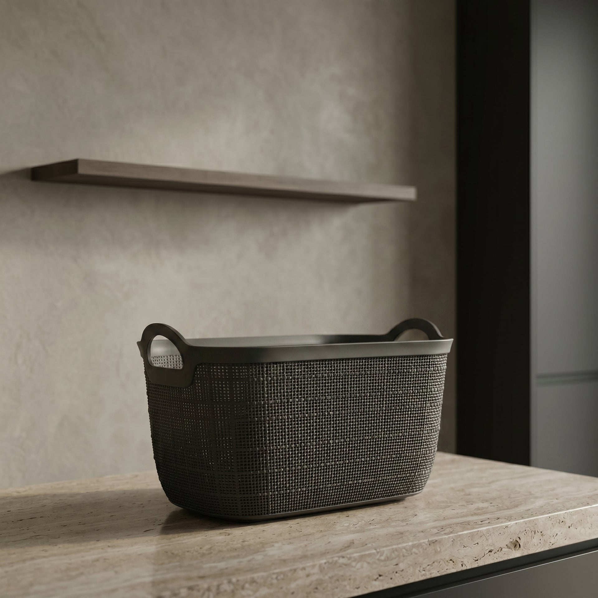 Black Plastic Multipurpose Storage Basket by Zodiya
