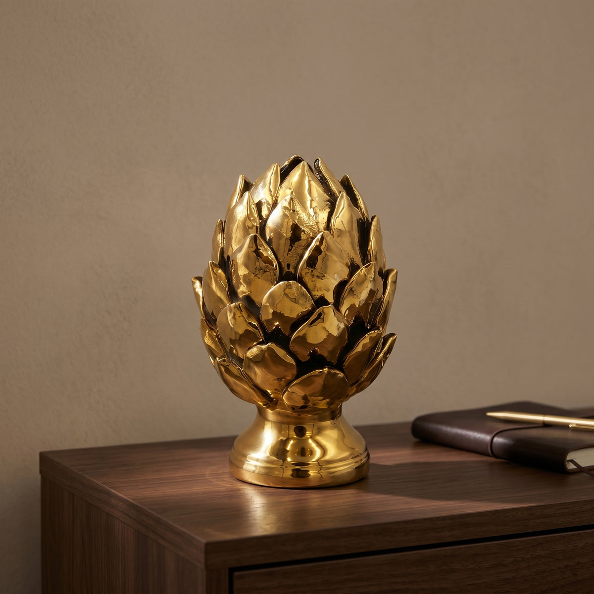 Gold Polished Pinecone Finial Ceramic Vase by Zodiya
