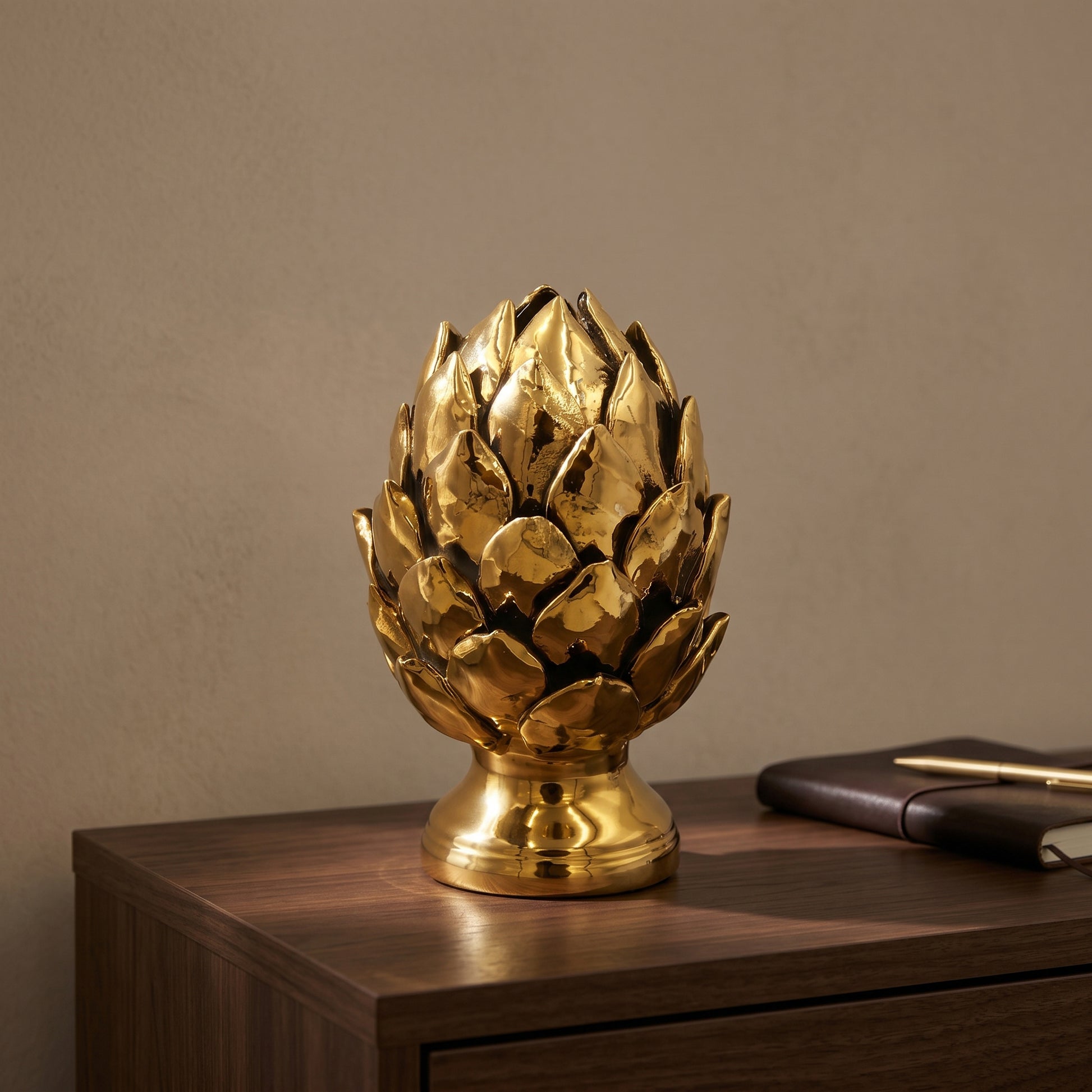 Gold Polished Pinecone Finial Ceramic Vase by Zodiya-1