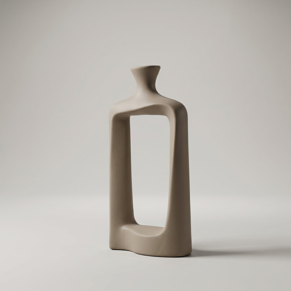 MAUVE Beige Center Cutout Ceramic Flower Vase by Zodiya