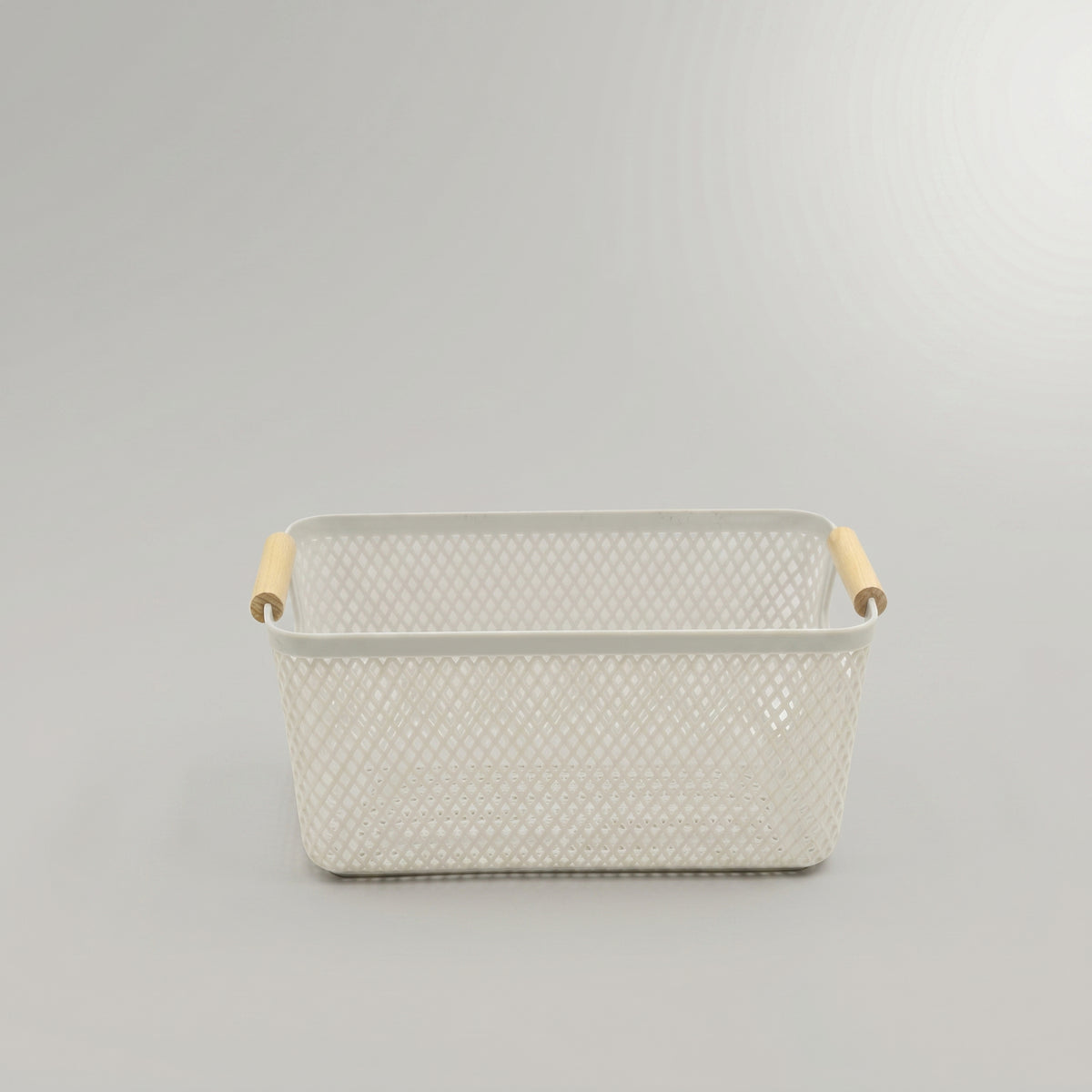 Grey Multipurpose Storage Basket with Wooden Handle by Zodiya