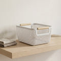 Grey Multipurpose Storage Basket with Wooden Handle by Zodiya