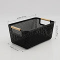 Black Multipurpose Storage Basket with Wooden Handle by Zodiya