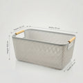 White Multipurpose Storage Basket with wooden Handle by Zodiya
