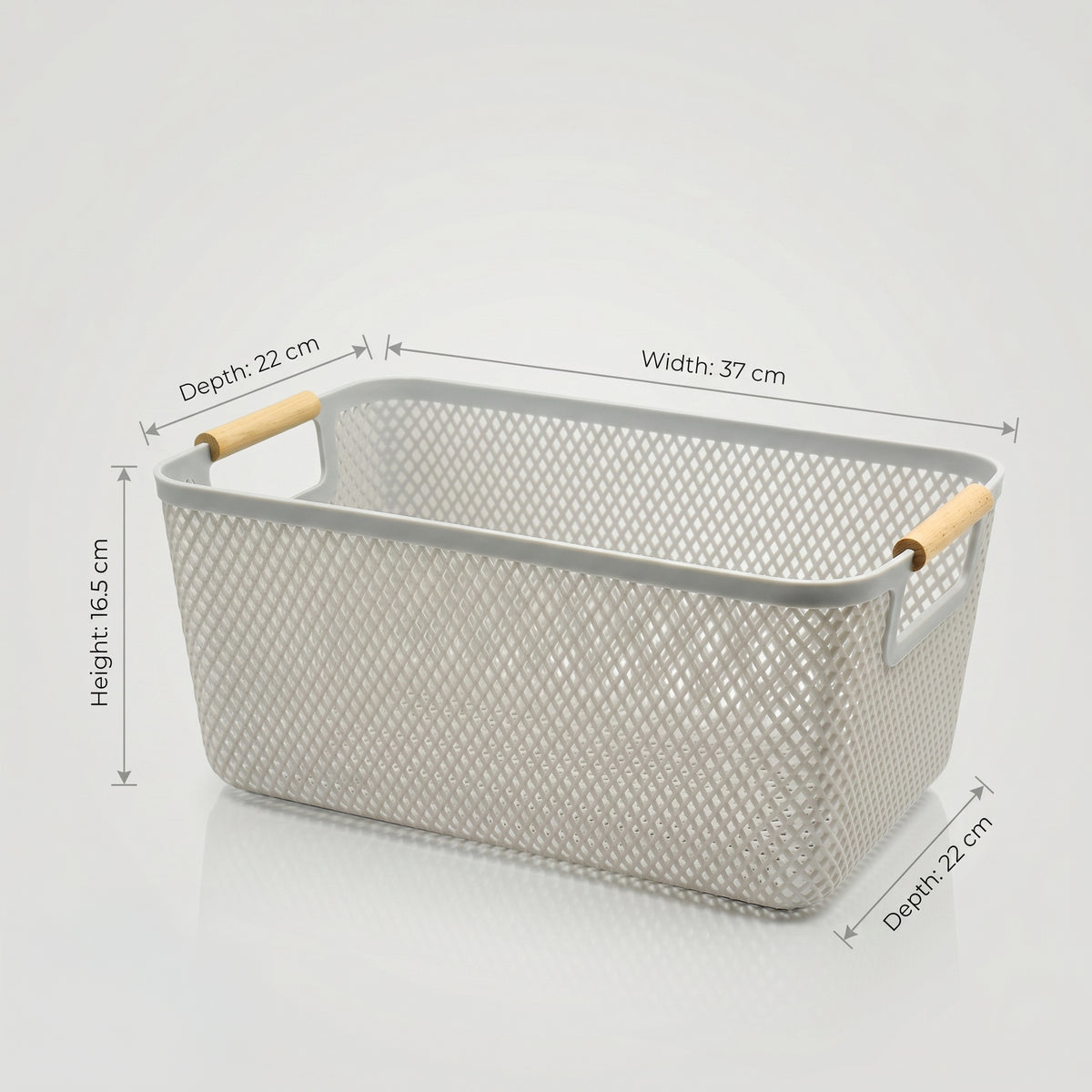 White Multipurpose Storage Basket with wooden Handle by Zodiya