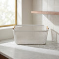 White Multipurpose Storage Basket with wooden Handle by Zodiya