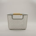 White Multipurpose Storage Basket with wooden Handle by Zodiya