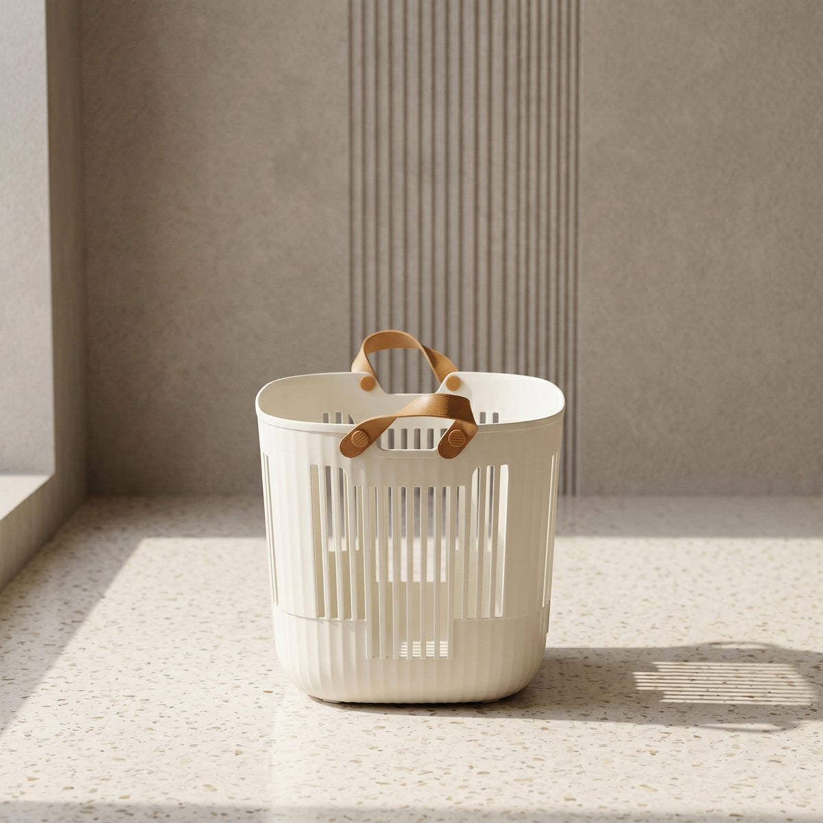 White Plastic Laundry Basket by Zodiya