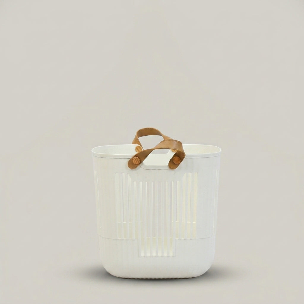 White Plastic Laundry Basket by Zodiya