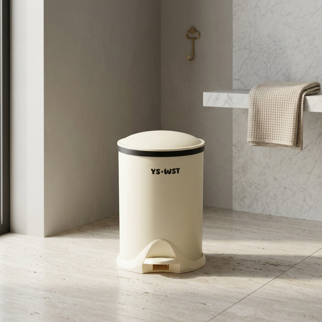 Cream Trash Bin by Zodiya