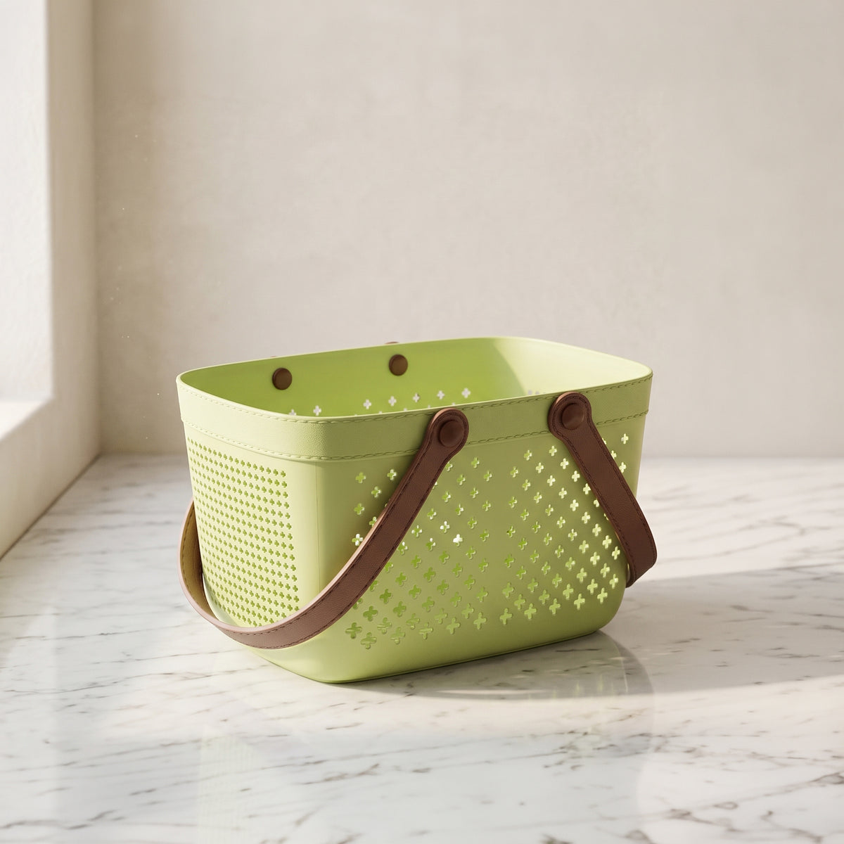 Pista Green Multipurpose Organiser Basket with Handle by Zodiya