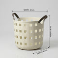 Cream Flexible Laundry Basket with Handles ( Large) by Zodiya