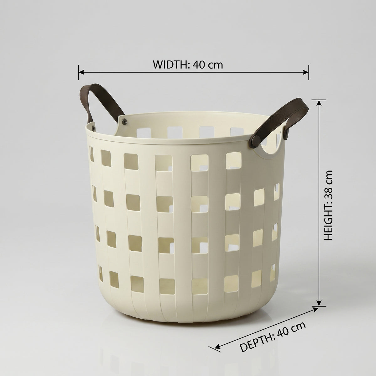 Cream Flexible Laundry Basket with Handles ( Large) by Zodiya