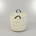 Cream Flexible Laundry Basket with Handles ( Large) by Zodiya