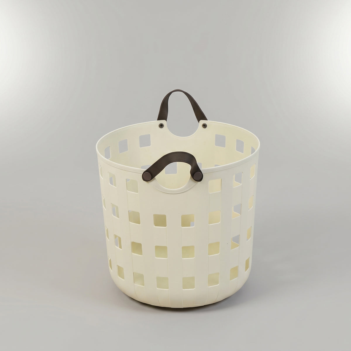 Cream Flexible Laundry Basket with Handles ( Large) by Zodiya