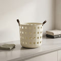 Cream Flexible Laundry Basket with Handles ( Large) by Zodiya