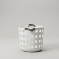 White Flexible Laundry Basket with leather Handles by Zodiya