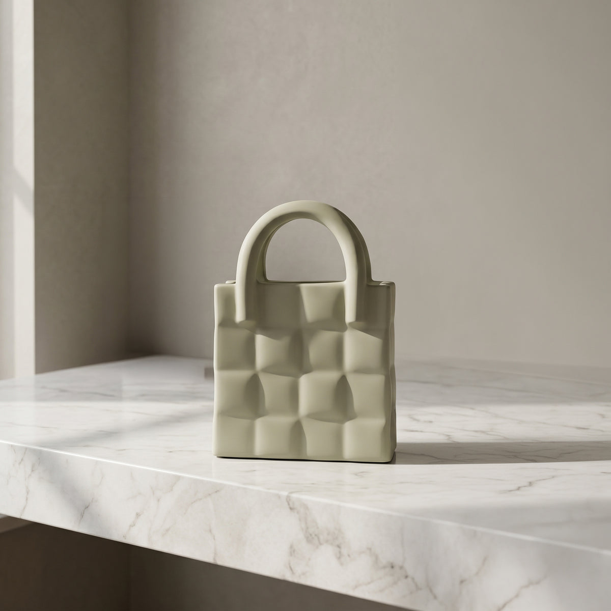 Sage Green Ceramic Handbag Vase by Zodiya