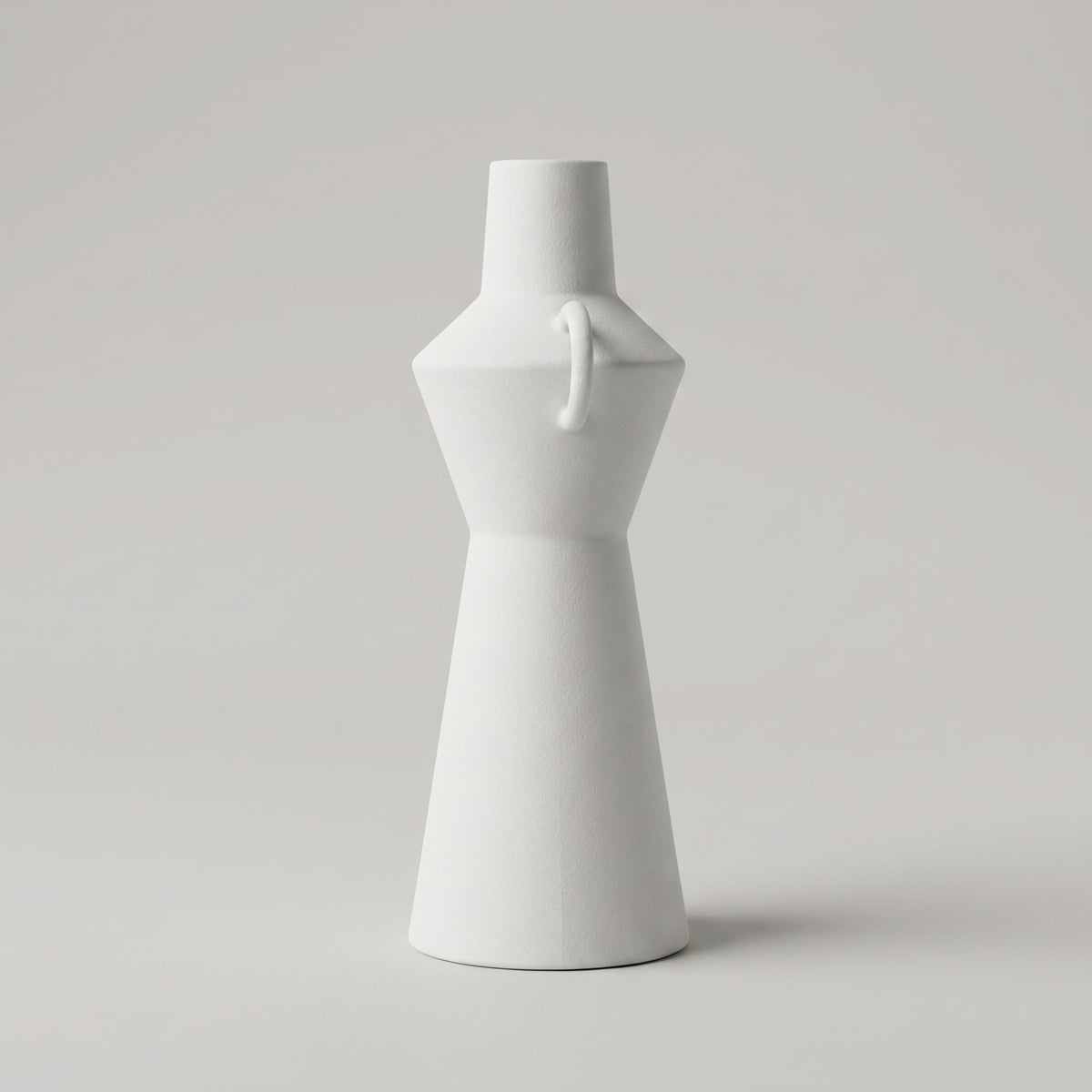 White Ceramic Flower Vase with Handles by Zodiya
