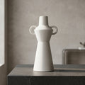 White Ceramic Flower Vase with Handles by Zodiya