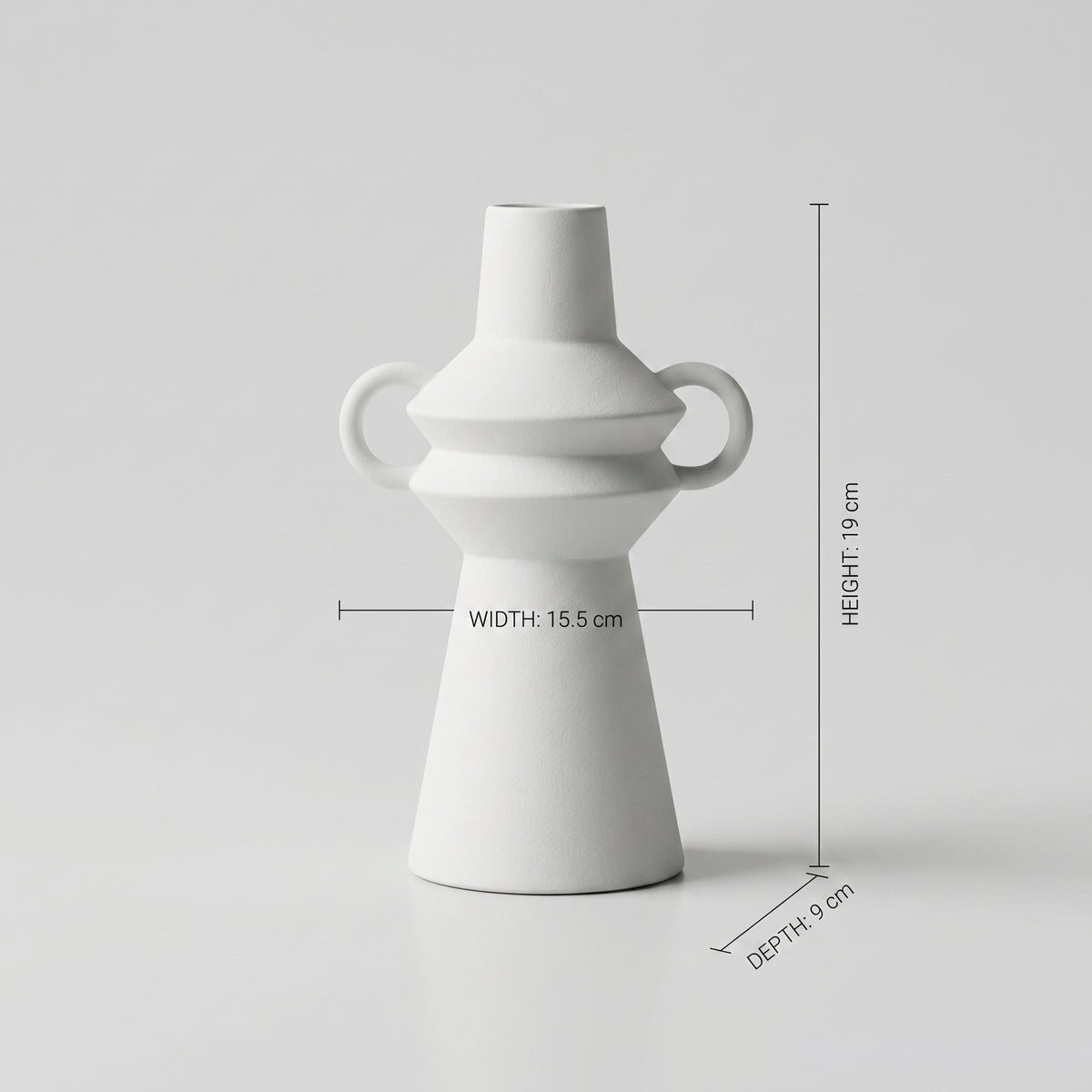 White Ceramic Flower Vase with Handles by Zodiya