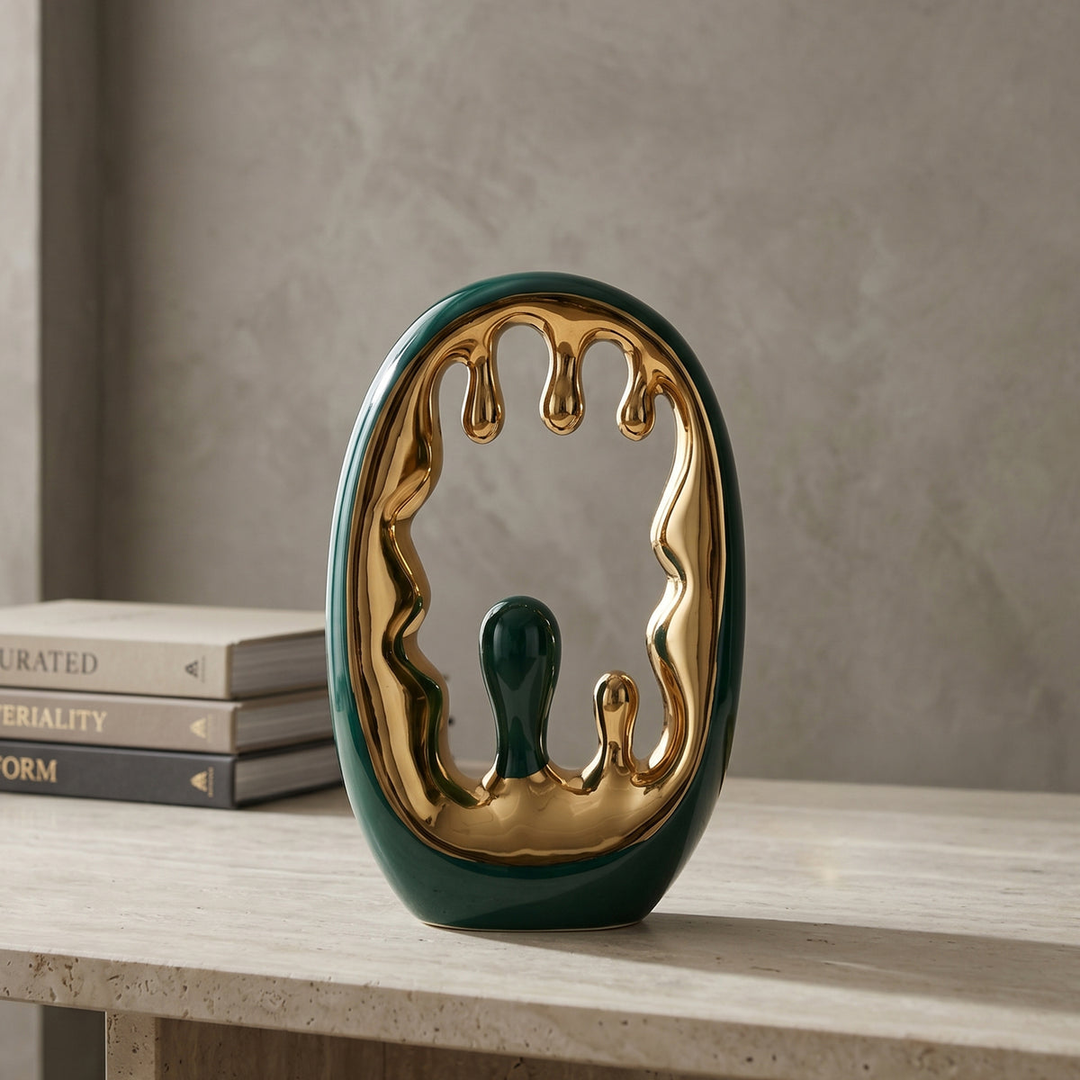 Emerald Green & Gold Ceramic Table Decor by Zodiya