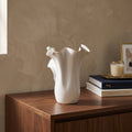 White Ceramic Flower Vase( Gold Border) by Zodiya