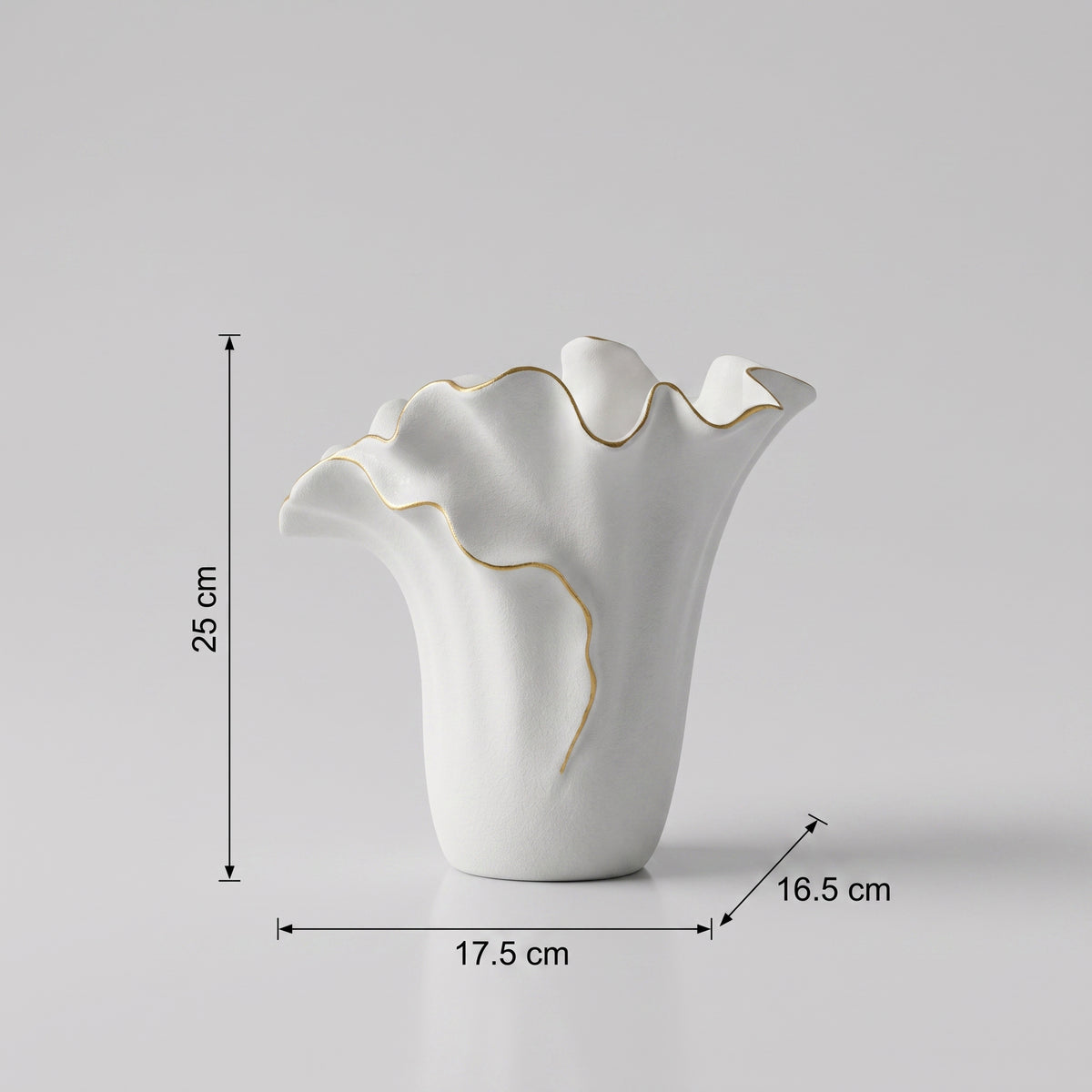 White Ceramic Flower Vase( Gold Border) by Zodiya