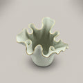 White Ceramic Flower Vase( Gold Border) by Zodiya