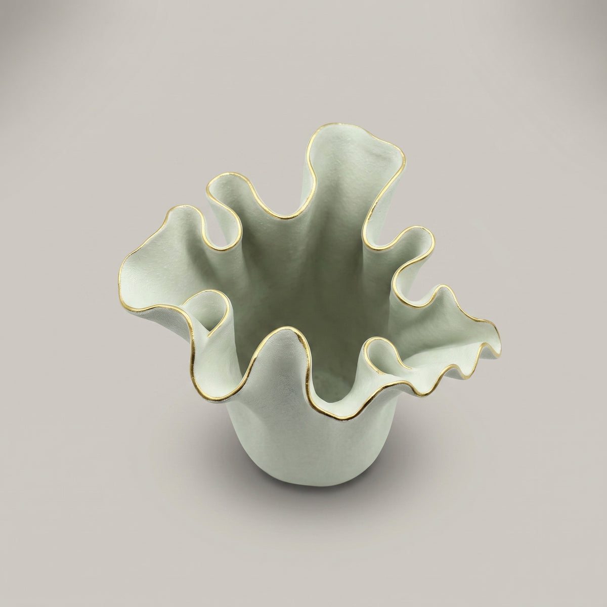 White Ceramic Flower Vase( Gold Border) by Zodiya