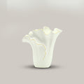 White Ceramic Flower Vase( Gold Border) by Zodiya
