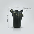 Small Black Ceramic Flower Vase ( Gold Border) by Zodiya