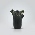Small Black Ceramic Flower Vase ( Gold Border) by Zodiya