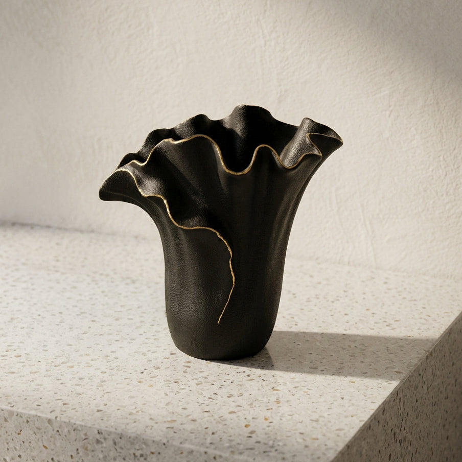 Small Black and Gold Vase by Zodiya