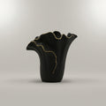 Small Black Ceramic Flower Vase ( Gold Border) by Zodiya