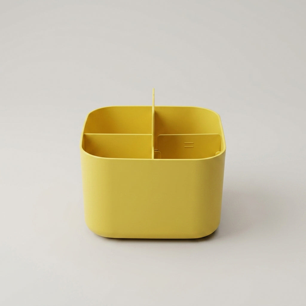 Yellow Plastic Bathroom Organiser ( small, 4 compartment) by Zodiya