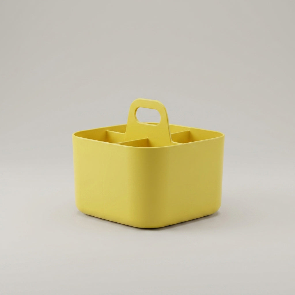 Yellow Plastic Bathroom Organiser ( small, 4 compartment) by Zodiya