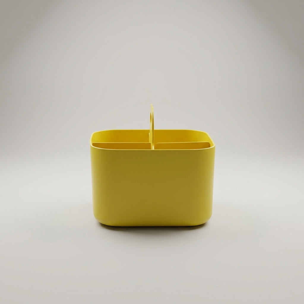Yellow Plastic Bathroom Organiser ( small, 4 compartment) by Zodiya