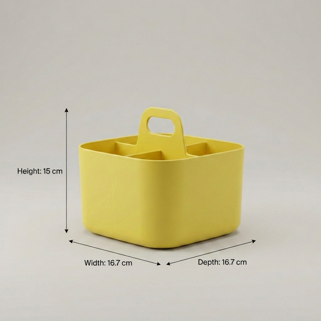 Yellow Plastic Bathroom Organiser ( small, 4 compartment) by Zodiya