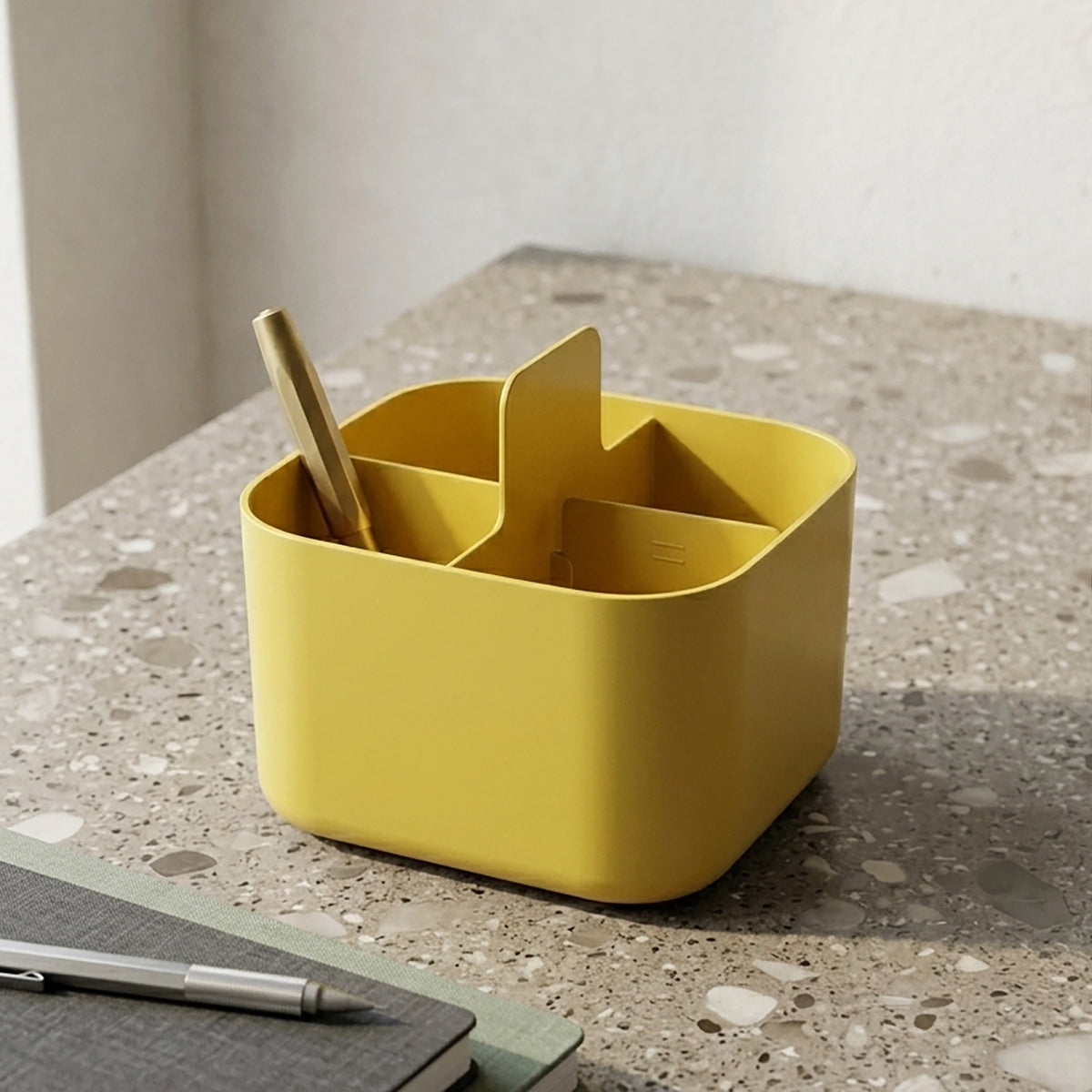Yellow Plastic Bathroom Organiser ( small, 4 compartment) by Zodiya