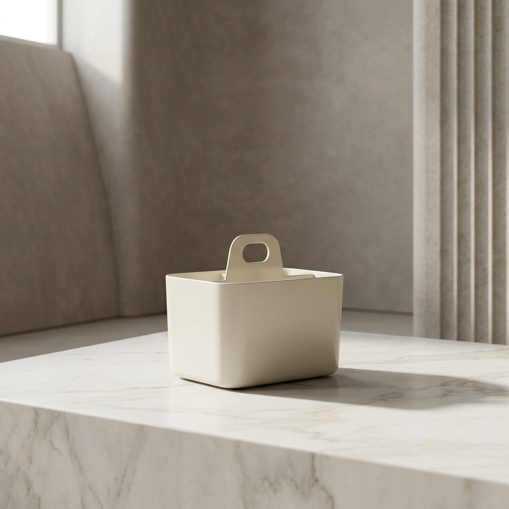 White Plastic Bathroom Organiser ( 4 compartment) by Zodiya