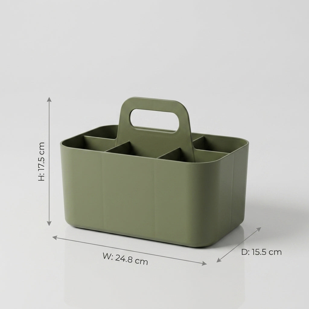 Green Plastic Bathroom Organiser ( 5 compartment) by Zodiya