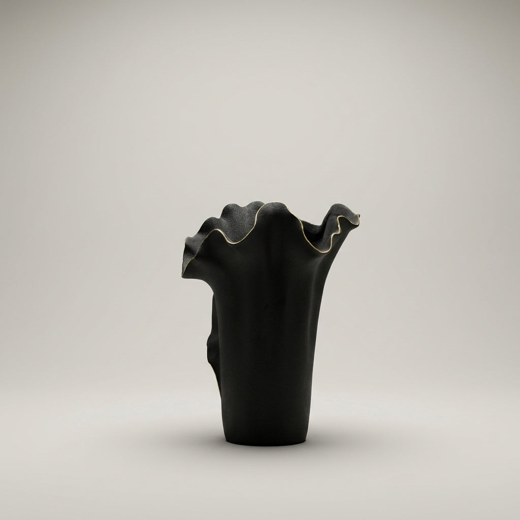 Large Black and Gold Ceramic Vase by Zodiya-3
