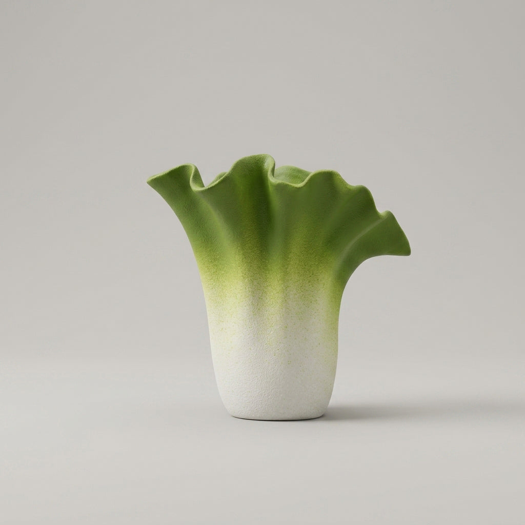 Green and White Ceramic Vase by Zodiya-4