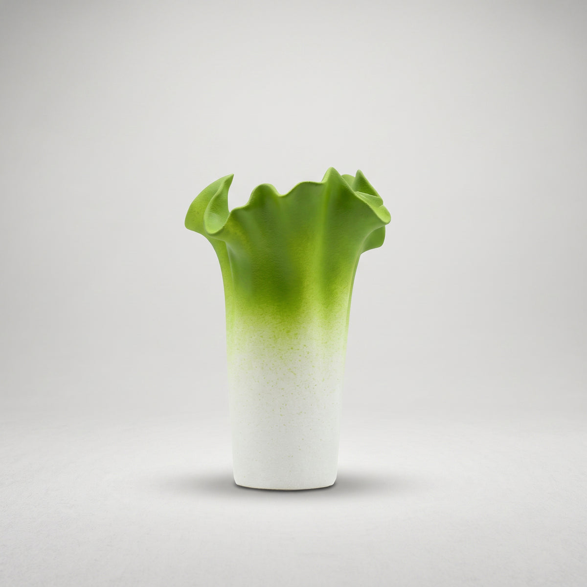Green & White Ceramic Flower Vase by Zodiya