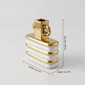 Gold and White Ceramic Flower Vase (Striped) by Zodiya