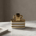 Gold and White Ceramic Flower Vase (Striped) by Zodiya